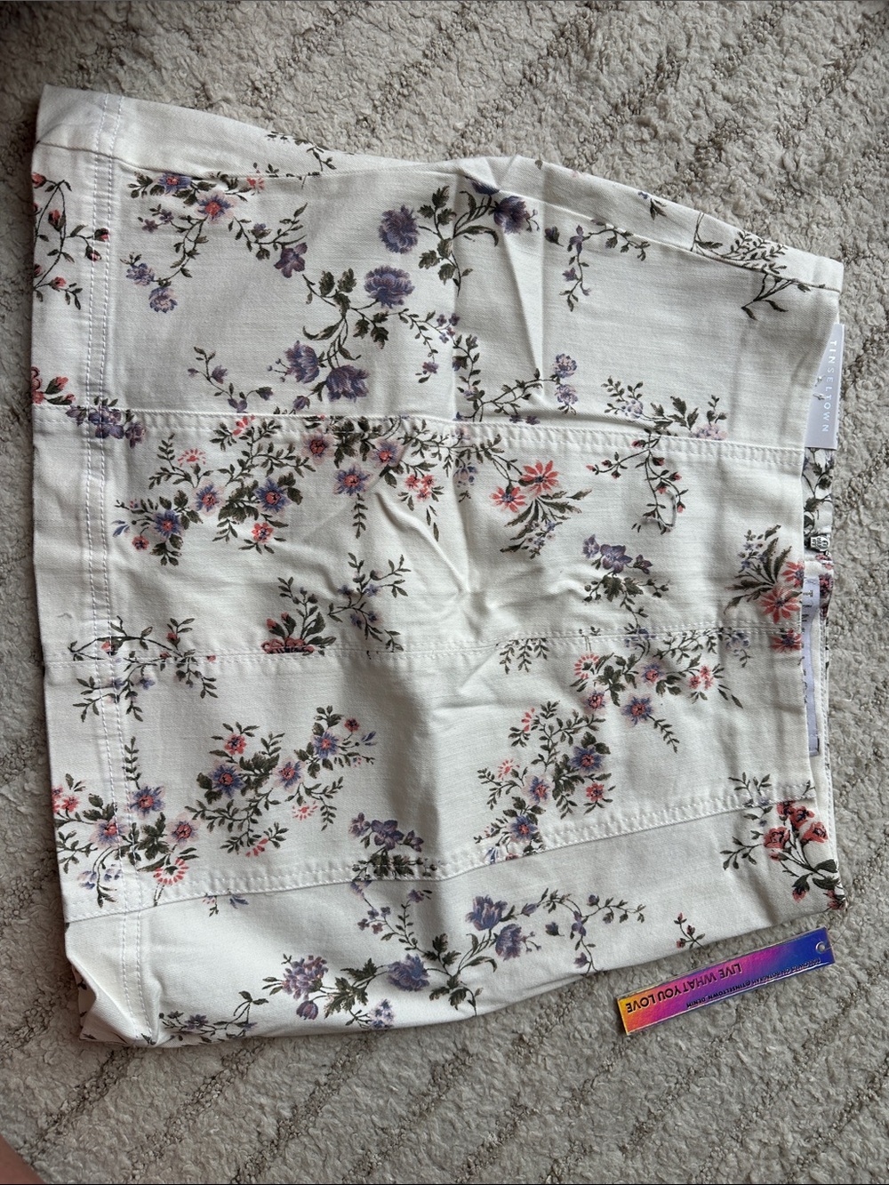 Tinseltown Cream Skort with Pink and Purple Floral Print